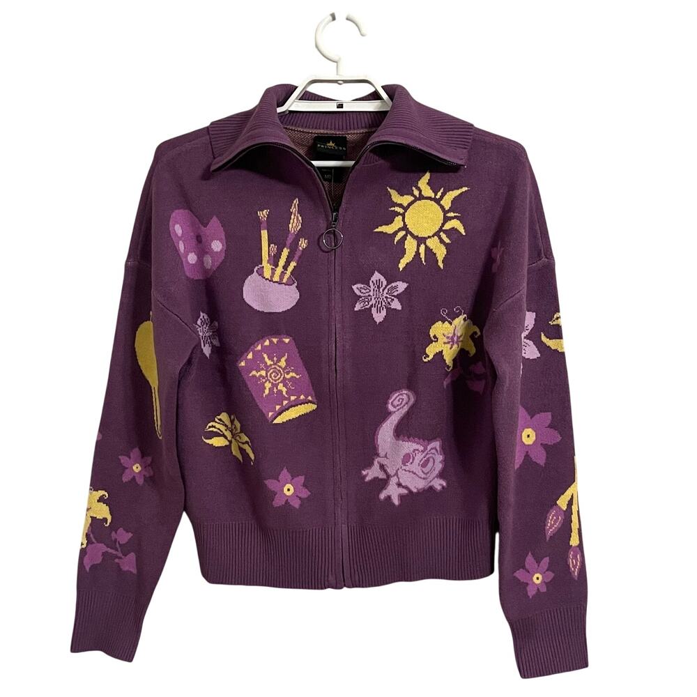 Disney BoxLunch Embroidered Tangled Zip Up Sweater Rapunzel